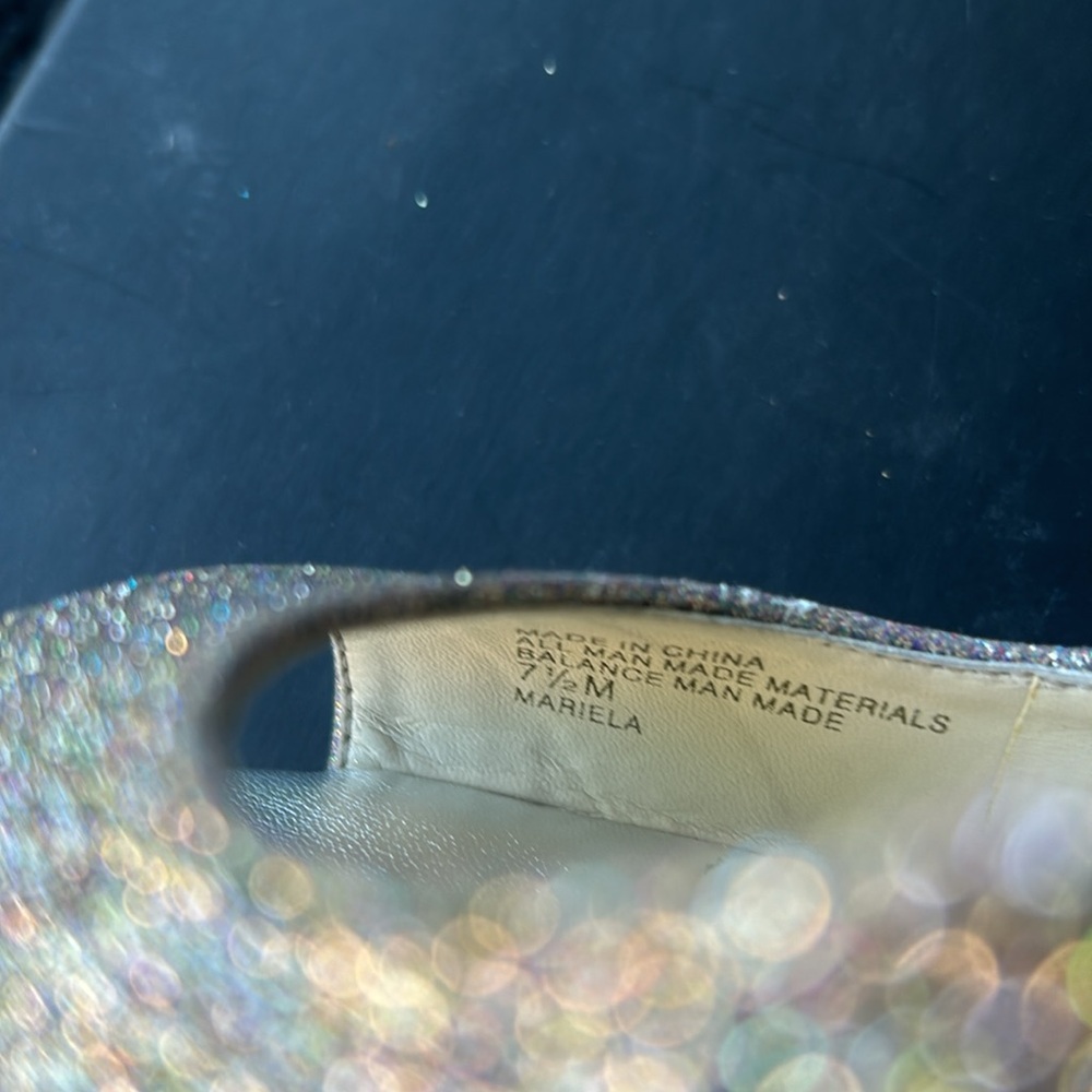 INC Mariela Multi-Colored Sparkle Heels Glitter Sz 7.5 Platform Peep Toe - Picture 15 of 17